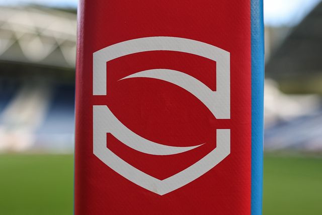 Super League badge on the goal line marker during the Betfred Super League round 8 match Huddersfield Giants vs Leeds Rhinos at Accu Stadium, Huddersfield, United Kingdom on 17 April 2026

(Photo by Mark Cosgrove/News Images)
