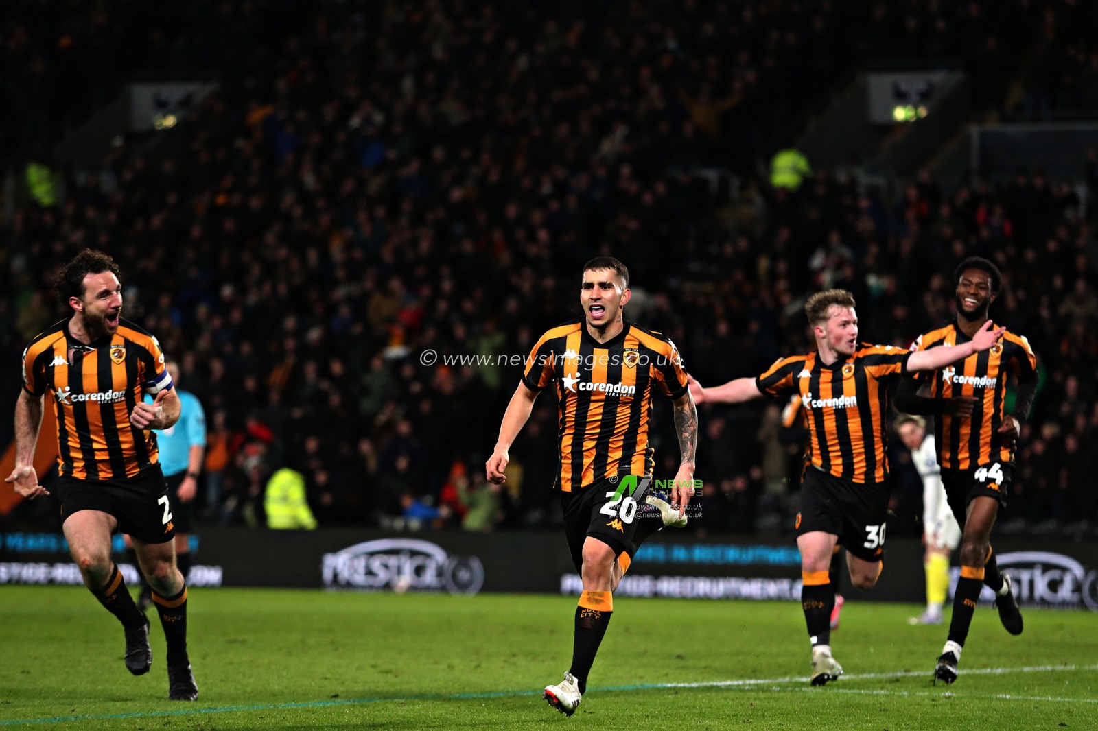 Gustavo Puerta of Hull City celebrates his goal during the Sky Bet Championship match Hull City vs Oxford United at MKM Stadium, Hull, United Kingdom, 12th March 2025

(Photo by Sam Eaden/News Images)