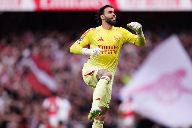 Arsenal goalkeeper David Raya celebrates goal during the Premier League match Arsenal vs Fulham at Emirates, London, United Kingdom on 02 May 2026

(Photo by Harvey Murphy/News Images)