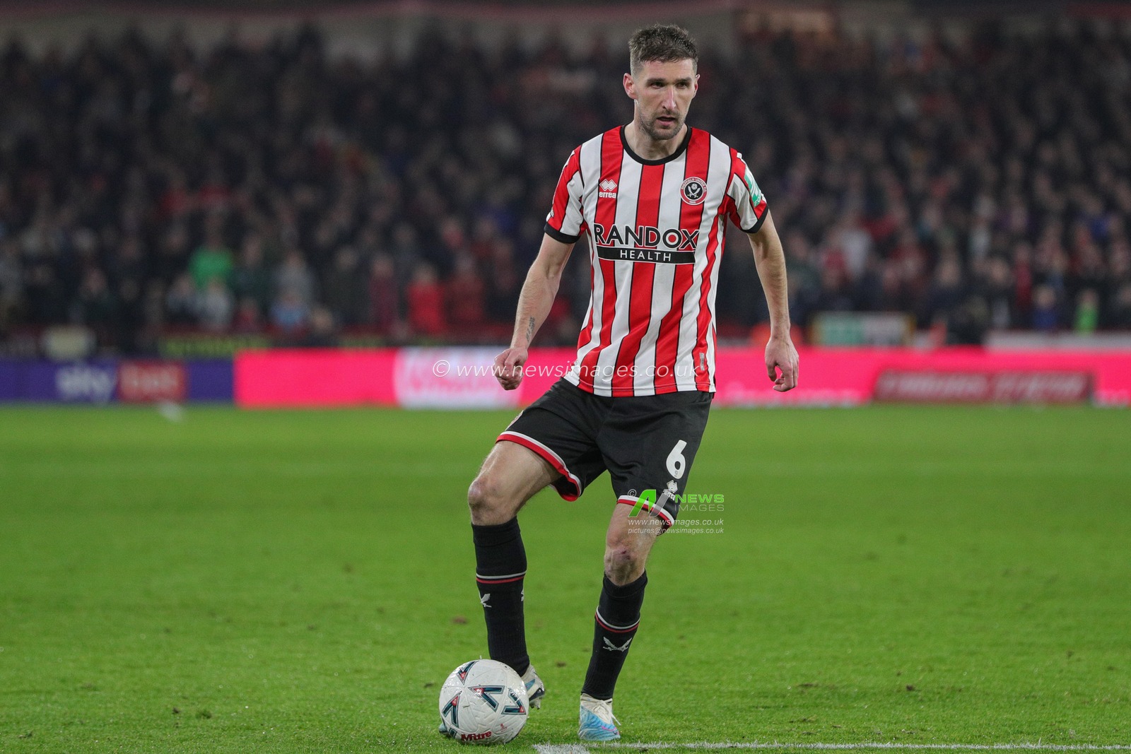 Chris Basham #6 of Sheffield United in action during the Emirates FA Cup Fourth Round Replay match Sheffield United vs Wrexham at Bramall Lane, Sheffield, United Kingdom, 7th February 2023

(Photo by James Heaton/News Images)