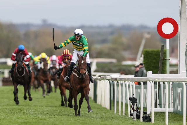 Paul Townend wins the 16:00 Randox Grand National Handicap Chase on I Am Maximus during the Randox Grand National Day 2024 at Aintree Racecourse, Liverpool, United Kingdom, 13th April 2024

(Photo by Mark Cosgrove/News Images)