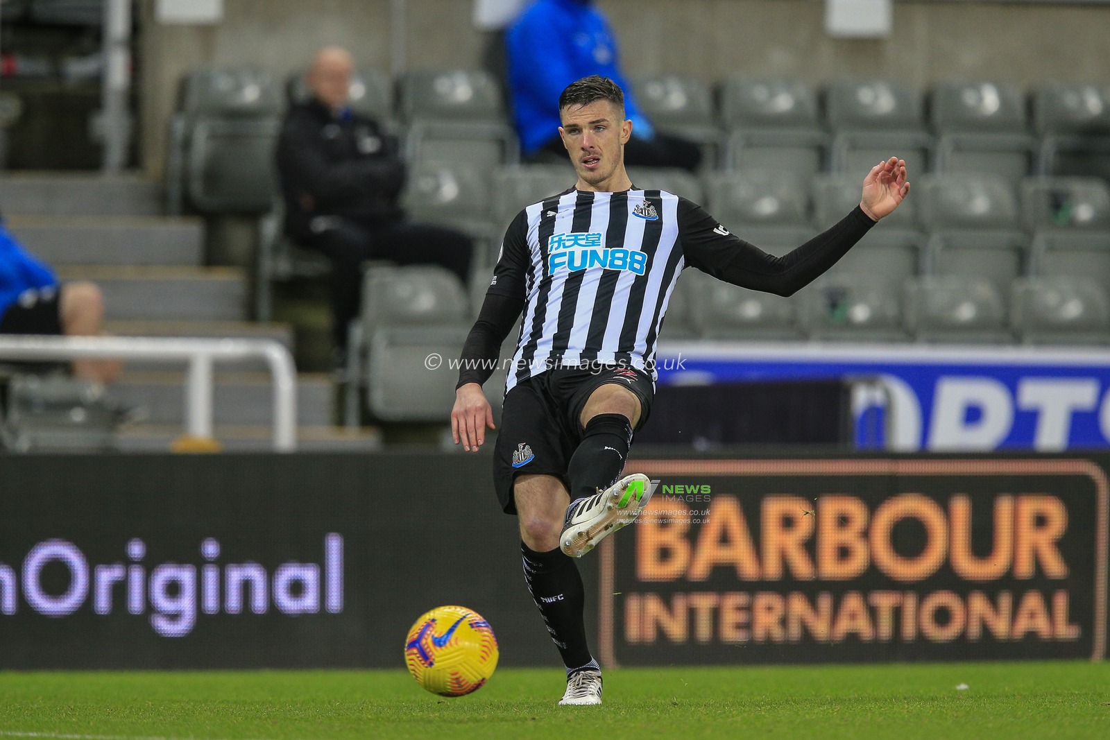 Ciaran Clark #2 of Newcastle United with the ball