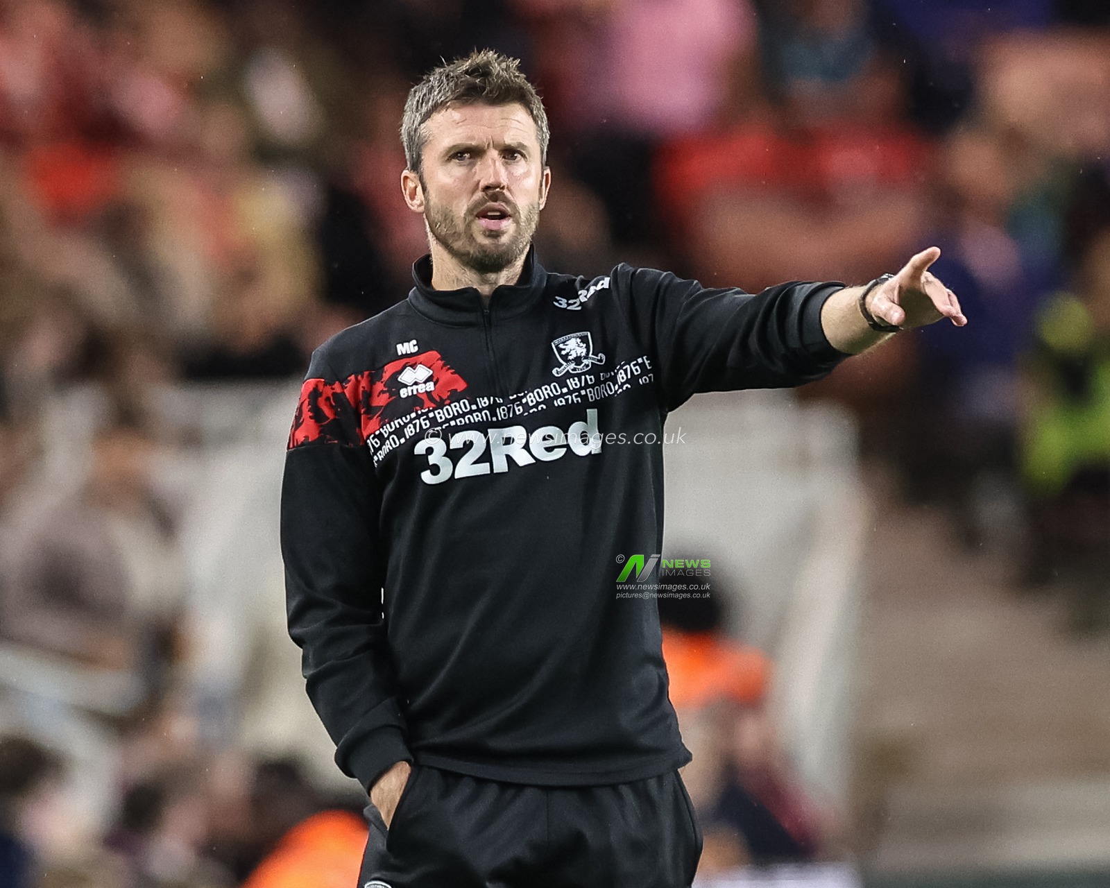 Michael Carrick manger of Middlesbrough reacts in the technical area during the Carabao Cup match Middlesbrough vs Stoke City at Riverside Stadium, Middlesbrough, United Kingdom, 27th August 2024

(Photo by Mark Cosgrove/News Images)