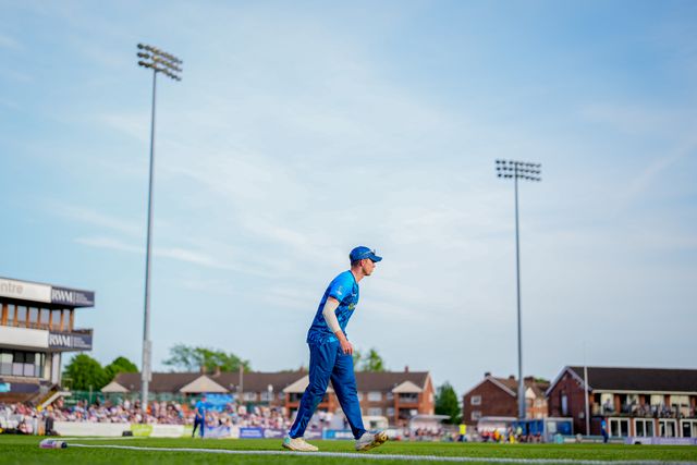Martin Andersson fields during the Vitality Blast T20 match between Derbyshire Falcons and Durham Cricket at The Central Co-Op County Ground, Derby, United Kingdom on 22 May 2026

(Photo by Maynard Manyowa/News Images)