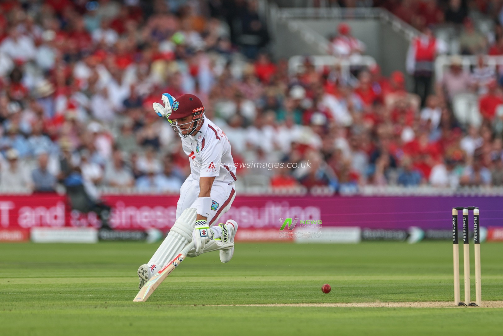 Joshua Da Silva of West Indies makes one run and just gets to the crease before the ball comes during the Rothesay Test Match Day Two England v West Indies at Lords, London, United Kingdom, 11th July 2024

(Photo by Mark Cosgrove/News Images)