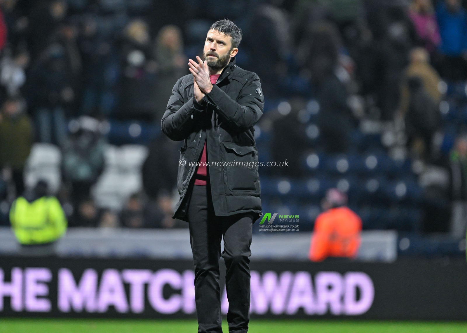 Michael Carrick manager of Middlesbrough claps fans at full time, during the Sky Bet Championship match Preston North End vs Middlesbrough at Deepdale, Preston, United Kingdom, 14th February 2024

(Photo by Cody Froggatt/News Images)
