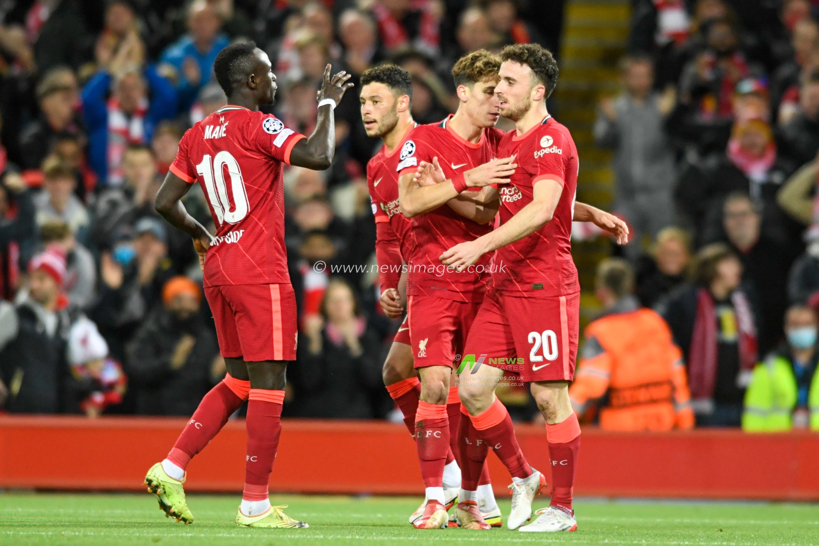 Diogo Jota #20 of Liverpool celebrates scoring a goal to make it 1-0