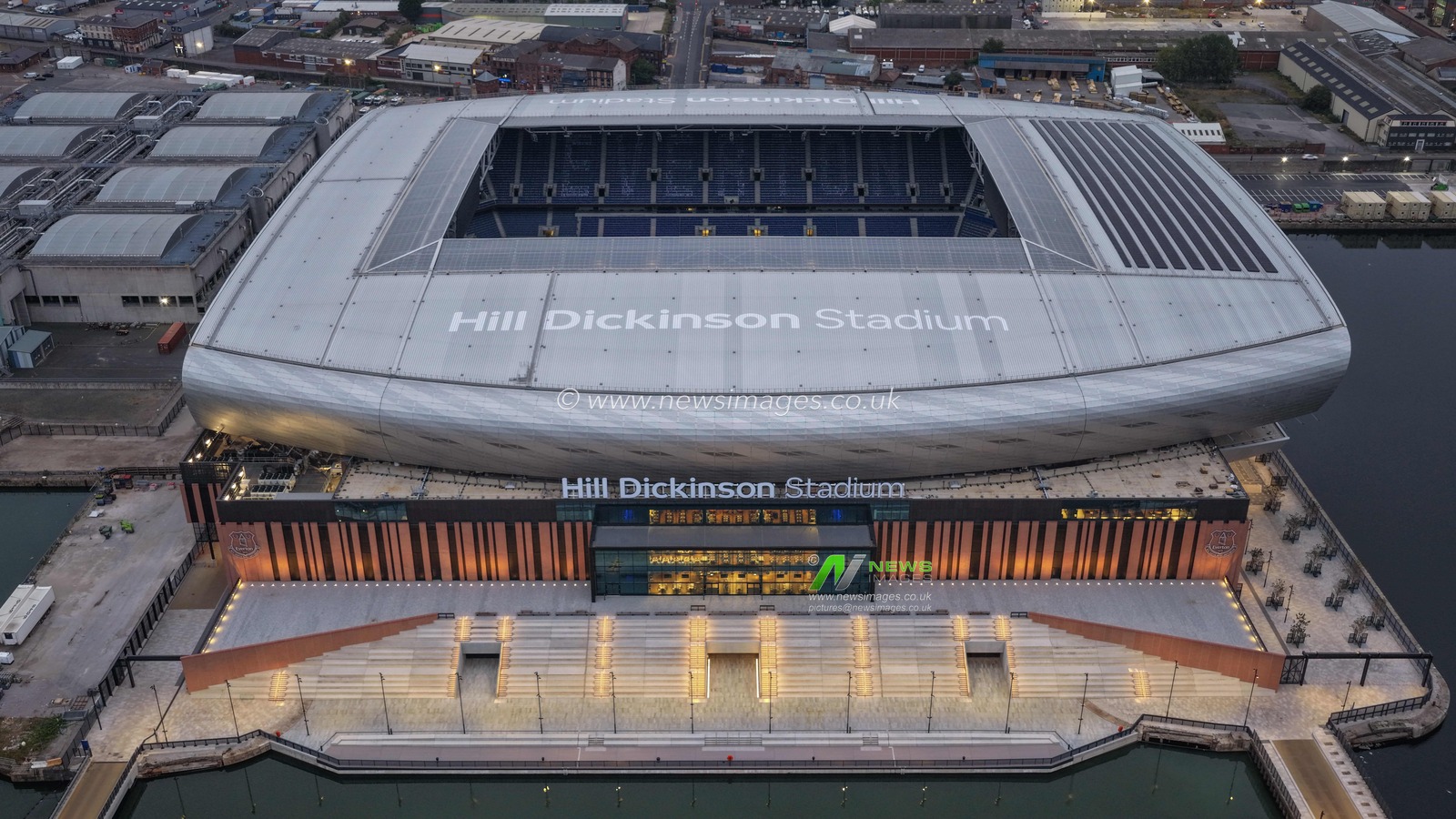 An aerial view of the Hill Dickinson Stadium during the Premier League match Everton vs Brighton and Hove Albion at Hill Dickinson Stadium, Liverpool, United Kingdom, 24th August 2025

(Photo by Mark Cosgrove/News Images)