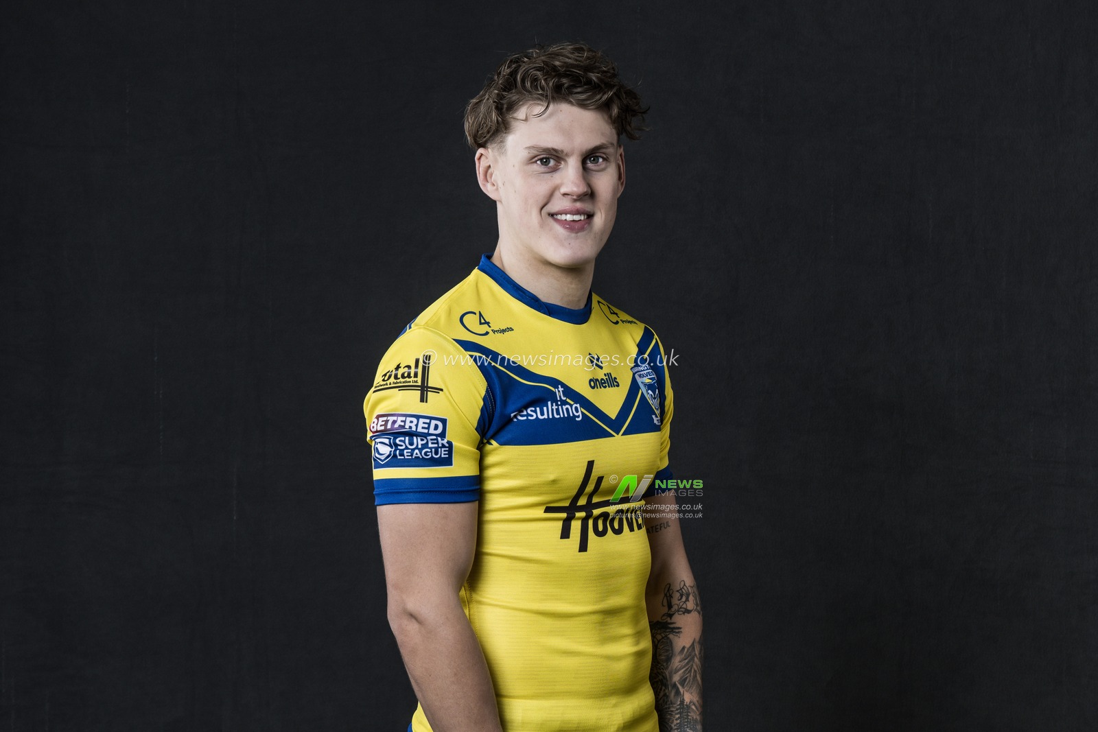 Arron Lindop in the Home kit during the Warrington Wolves Team media day at Warrington wolves training centre, Warrington, United Kingdom, 16th January 2025

(Photo by Craig Thomas/News Images)