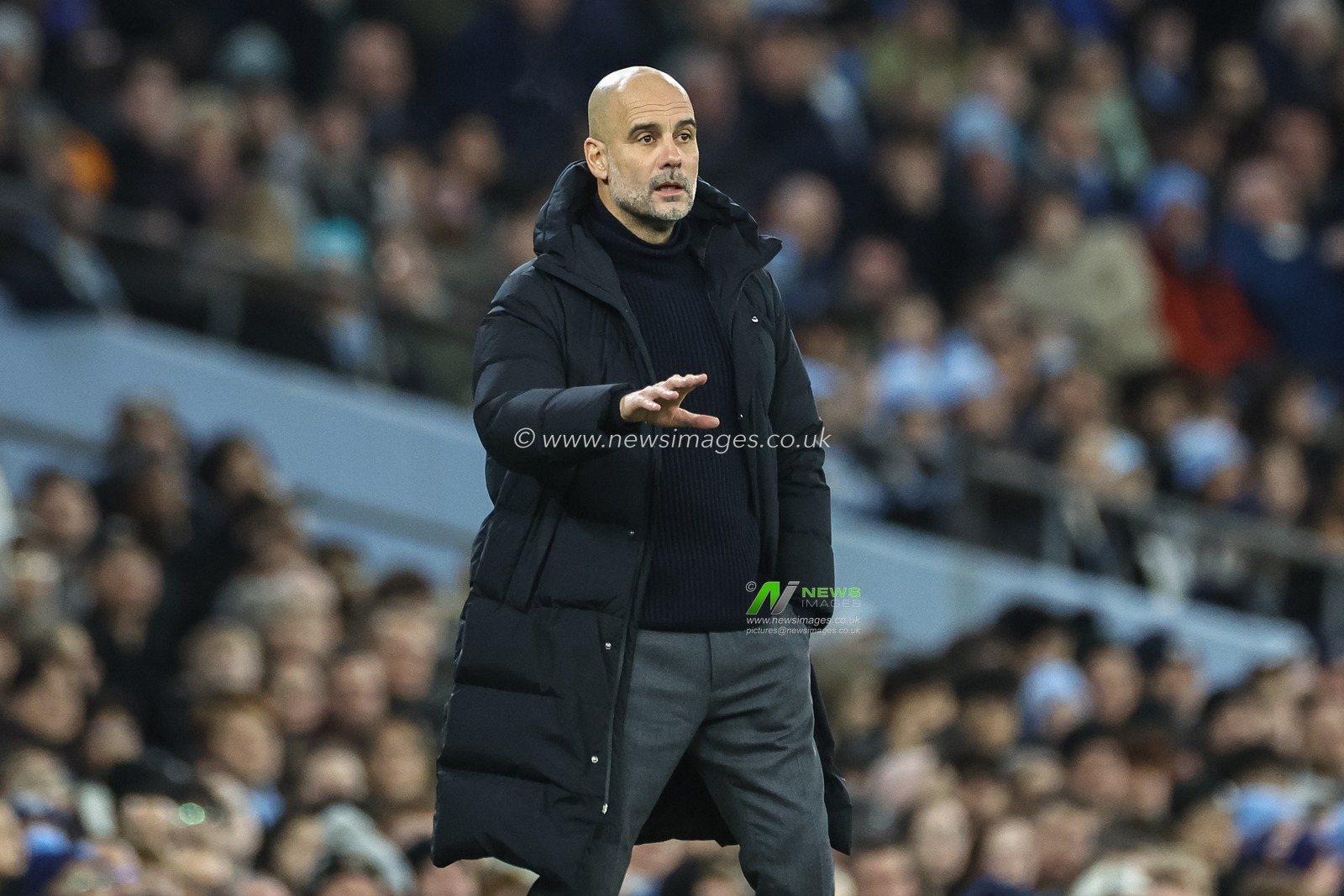Pep Guardiola manager of Manchester City reacts during the Premier League match Manchester City vs Brentford at Etihad Stadium, Manchester, United Kingdom, 20th February 2024

(Photo by Mark Cosgrove/News Images)