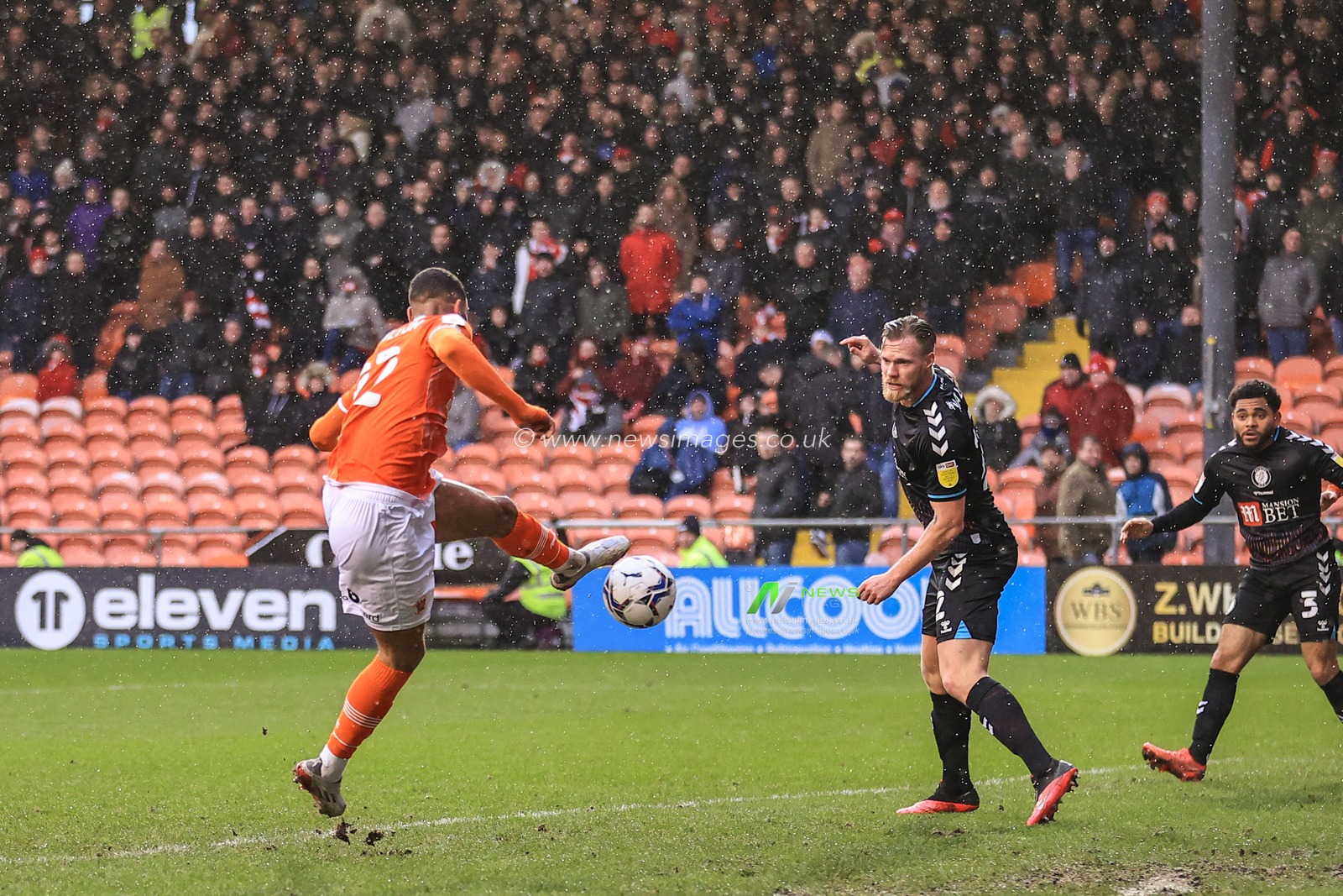 CJ Hamilton #22 of Blackpool scores to make it 1-0