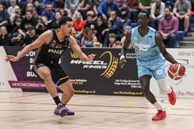 Padiet Wang of Surrey Scorchers dribbles during the British Basketball Championship match Cheshire Phoenix vs Surrey Scorchers at Ellesmere Port Sports Village, Ellesmere Port, United Kingdom, 19th November 2023

(Photo by Craig Thomas/News Images)