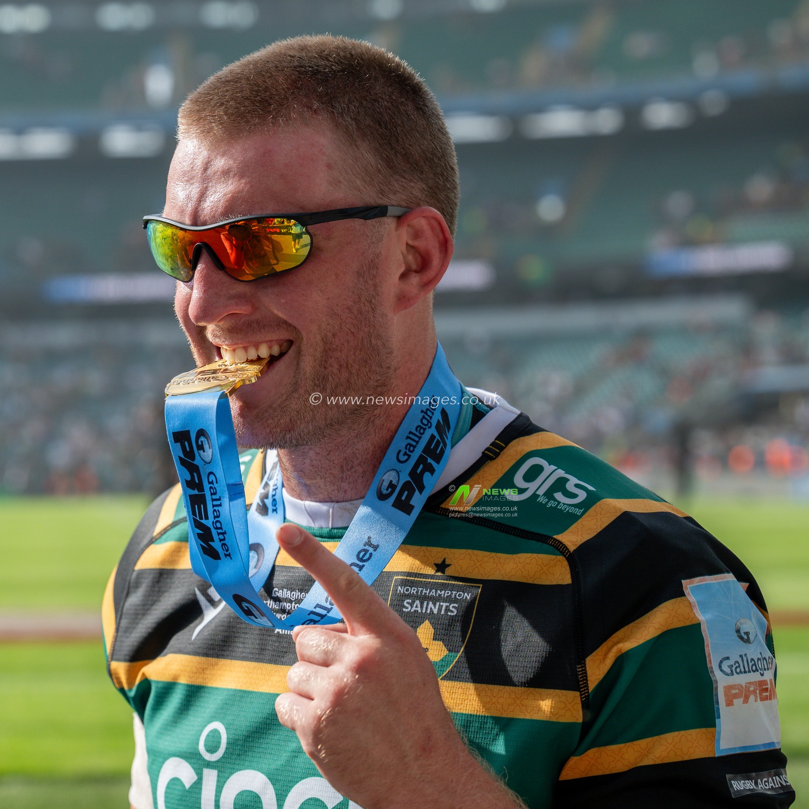 Alex Coles of Northampton Saints celebrates following the Gallagher PREM Final match Northampton Saints vs Exeter Chiefs at Allianz Stadium, Twickenham, United Kingdom on 20 June 2026.

(Photo by Alex Williamson/News Images)