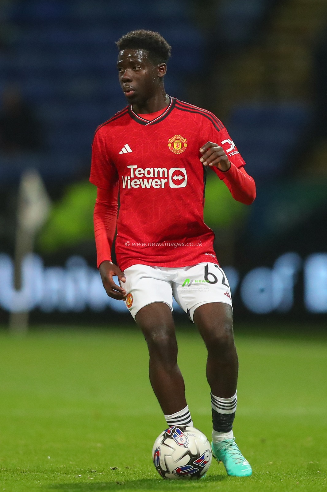 Omari Forson #62 of Manchester United in action during the EFL Trophy match Bolton Wanderers vs Manchester United U21 at Toughsheet Community Stadium, Bolton, United Kingdom, 26th September 2023

(Photo by Gareth Evans/News Images)