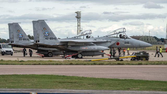 The Japan Air Self-Defense Force McDonnell Douglas F-15’s lands as JASDF successfully competes the first fighter aircraft deployment to Europe in its 71-year history, as they join the United Kingdom’s Royal Air Force as they arrive at RAF Coningsby as part of the "Atlantic Eagles" mission. This landmark achievement strengthens defence cooperation between the United Kingdom and Japan whilst demonstrating the interconnected nature of global security at RAF Coningsby, Coningsby, United Kingdom, 22nd September 2025

(Photo by Kurt Fairhurst/News Images)