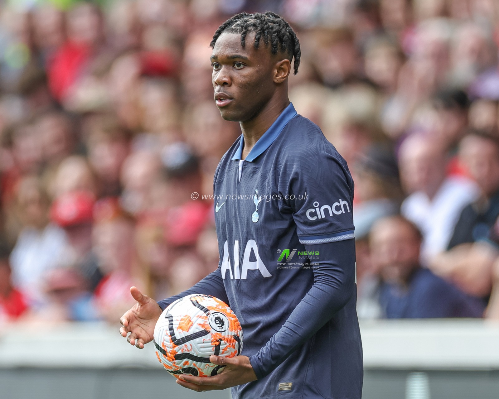 Destiny Udogie Tottenham Hotspur during the Premier League match Brentford vs Tottenham Hotspur at Brentford Community Stadium, London, United Kingdom, 13th August 2023

(Photo by Mark Cosgrove/News Images)