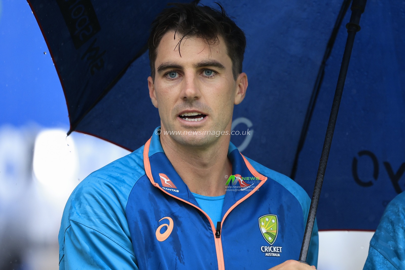 Pat Cummins of Australia doing his press interviews after the match is abandoned at the LV= Insurance Ashes Test Series Fourth Test Day Five match England vs Australia at Old Trafford, Manchester, United Kingdom, 23rd July 2023

(Photo by Conor Molloy/News Images)
