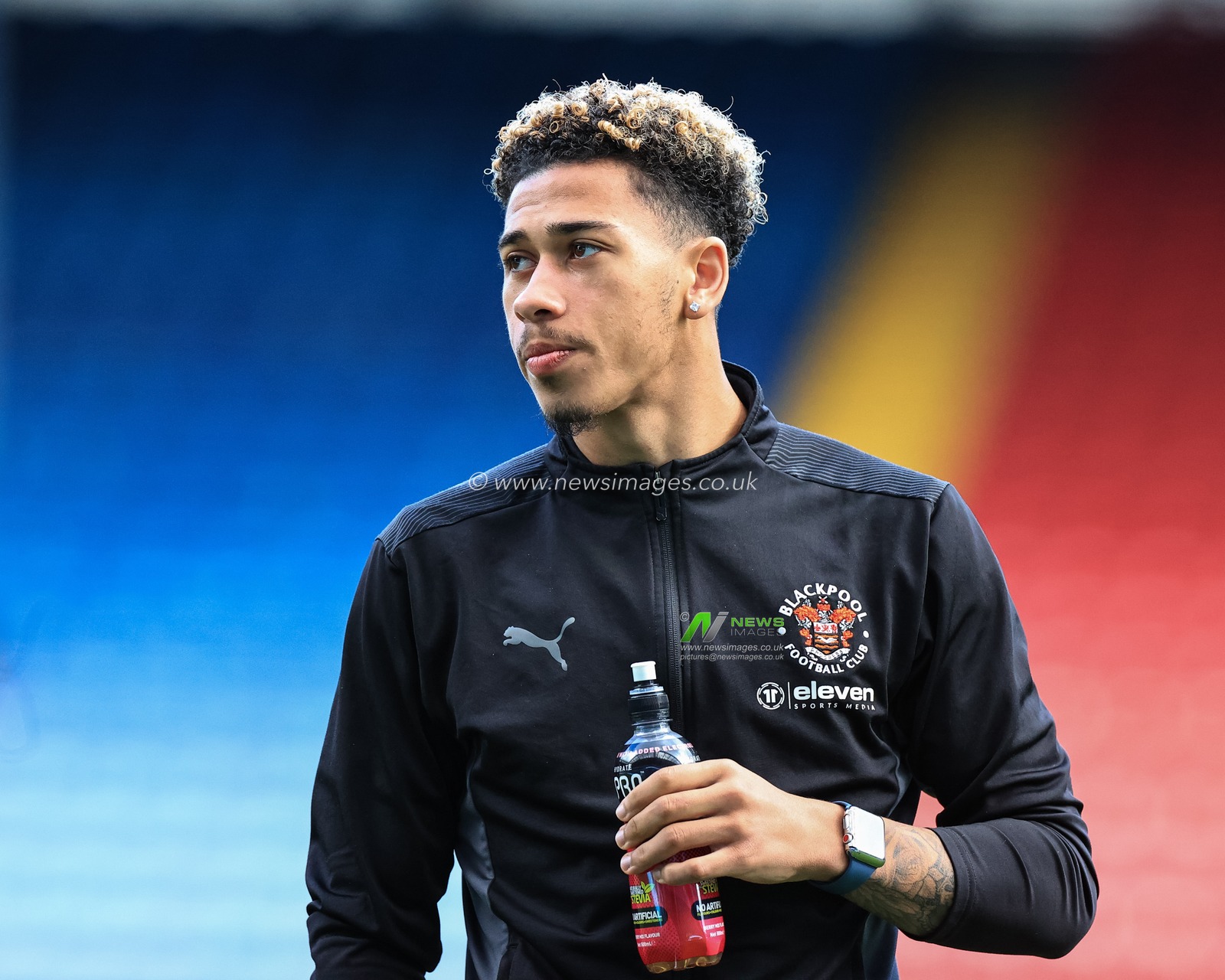 Jordan Lawrence-Gabriel #4 of Blackpool arrives at Ewood Park