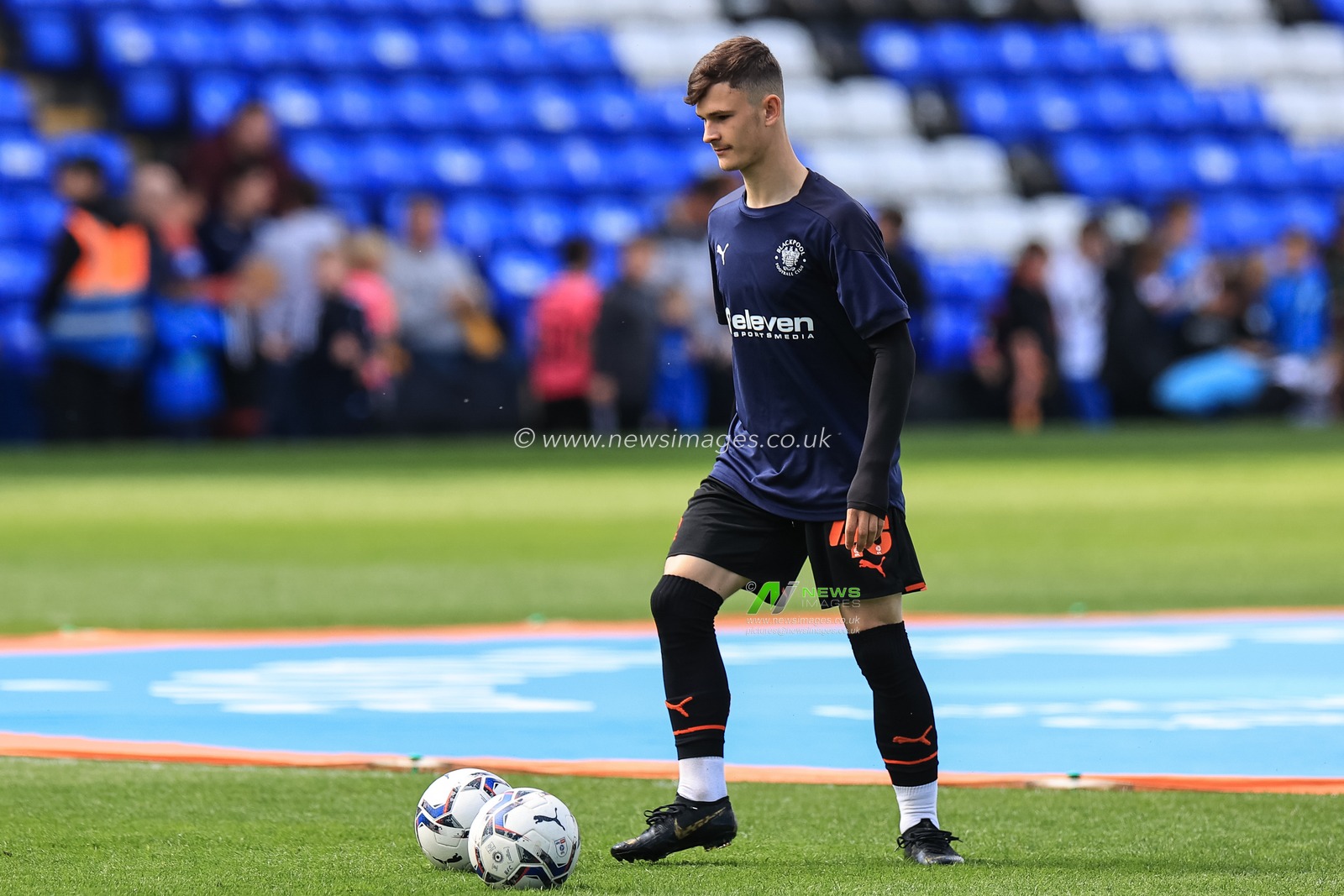 Jake Daniels #43 of Blackpool during the pre-game warmup
