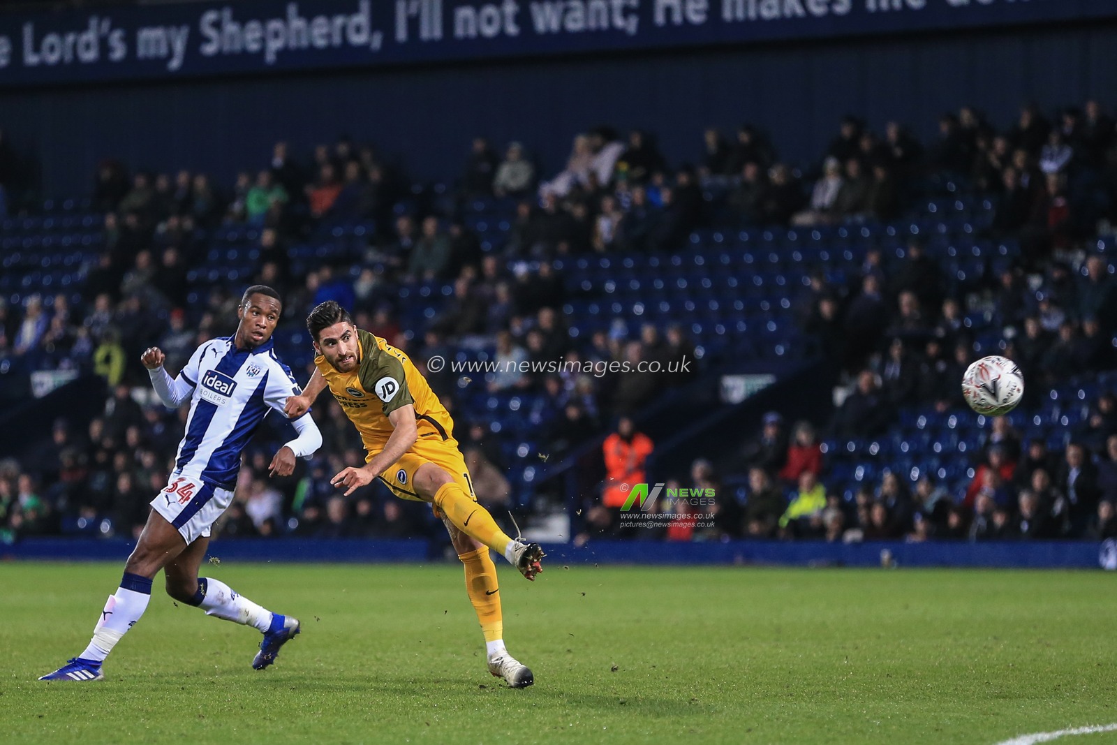 6th February 2019, The Hawthorns, West Bromwich, England; Emirates FA Cup, 4th Round replay, West Bromwich Albion vs Brighton ; Alireza Jahanbakhsh (16) of Brighton sees his shot tipped over the bar by Jonathan Bond (23) of West Brom 

Credit: Mark Cosgrove/News Images,

English Football League images are subject to DataCo Licence