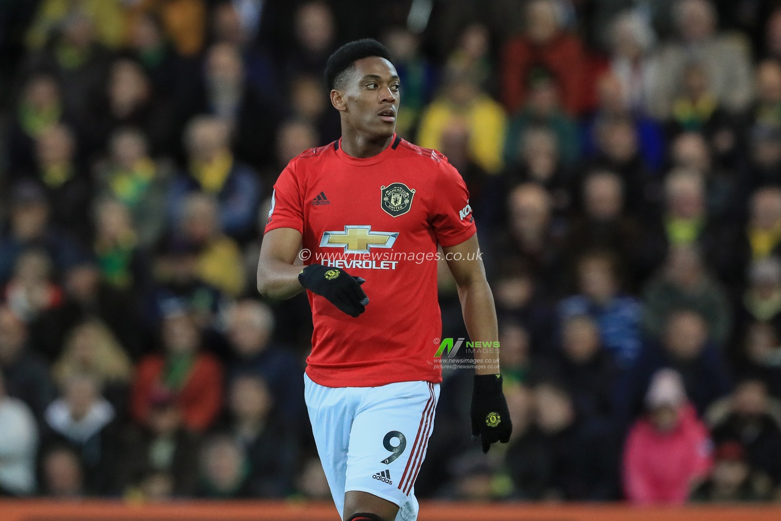 27th October 2019, Carrow Road, Norwich, England; Premier League, Norwich City v Manchester United : Anthony Martial (9) of Manchester United during the game

Credit: Mark Cosgrove/News Images