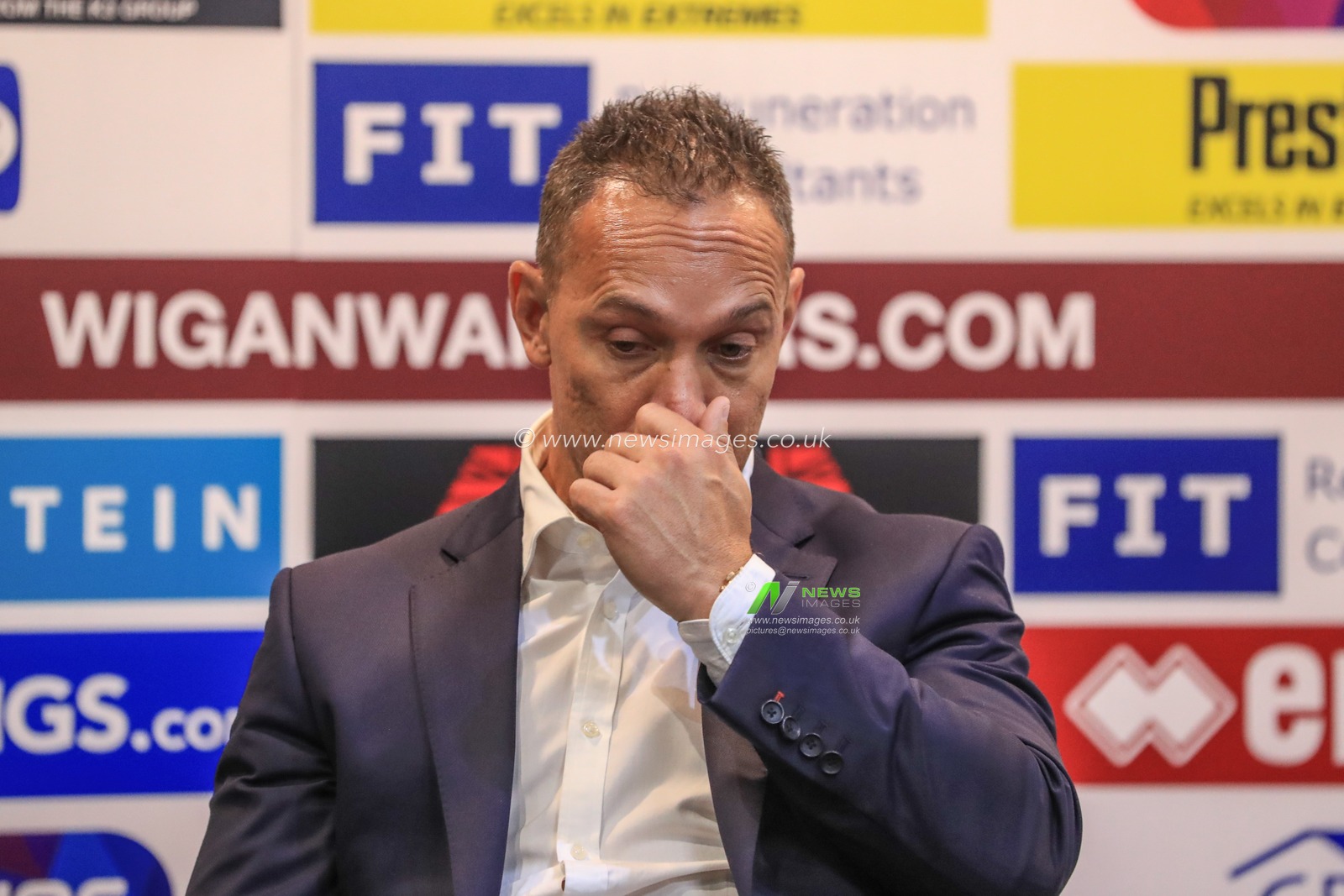 4th October 2019, DW Stadium, Wigan, England; Betfred Super League Semi Final, Wigan Warriors v Salford Red Devils : Adrian Lam head coach of Wigan Warriors speaks to the press after losing out to Salford 

Credit: Mark Cosgrove/News Images