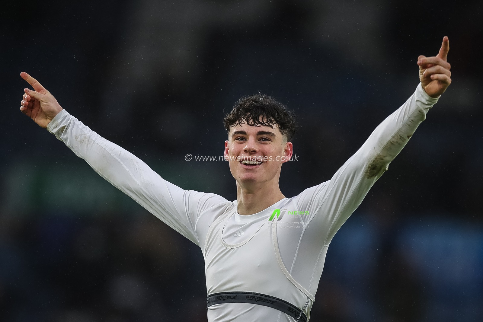 Archie Gray #22 of Leeds United sings and celebrates with the supporters after the Sky Bet Championship match Leeds United vs Ipswich Town at Elland Road, Leeds, United Kingdom, 23rd December 2023

(Photo by James Heaton/News Images)