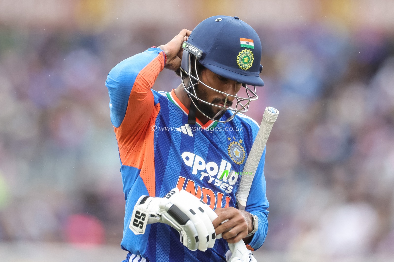 Tilak Varma of India leaves the field of play after being dismissed during the First Vitality T20 International match England vs India at Banks Homes Riverside Stadium, Chester-le-street, United Kingdom on 01 July 2026

(Photo by Mark Cosgrove/News Images)