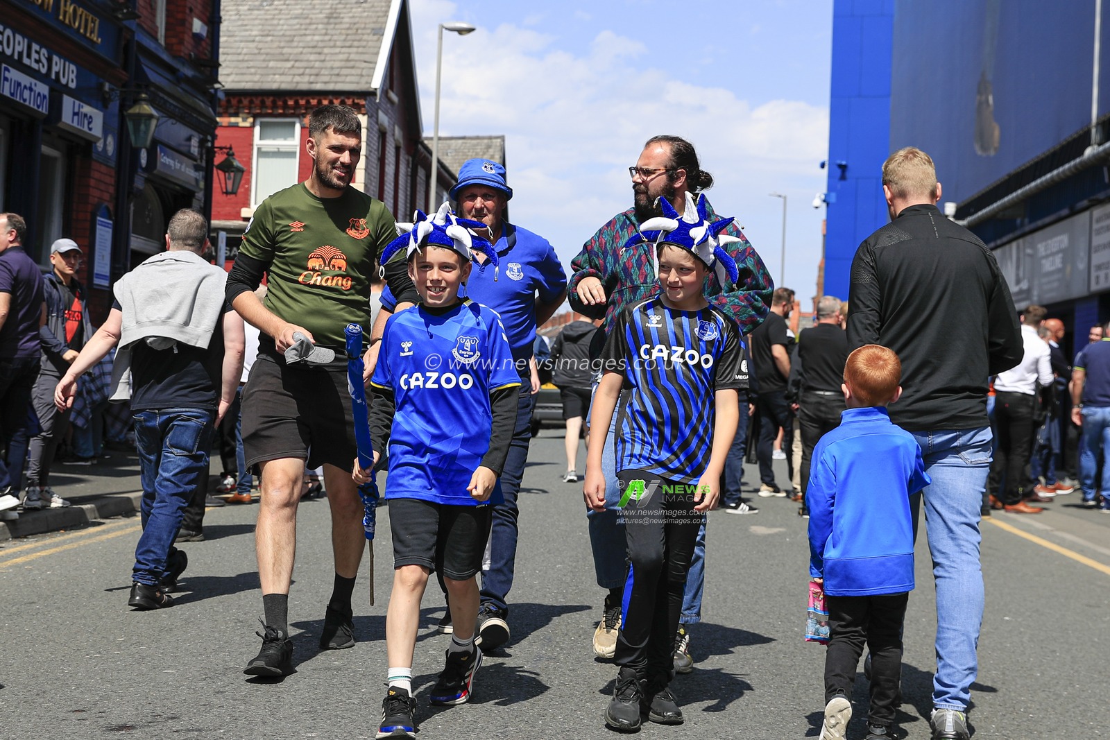 Everton fans arrive for the game