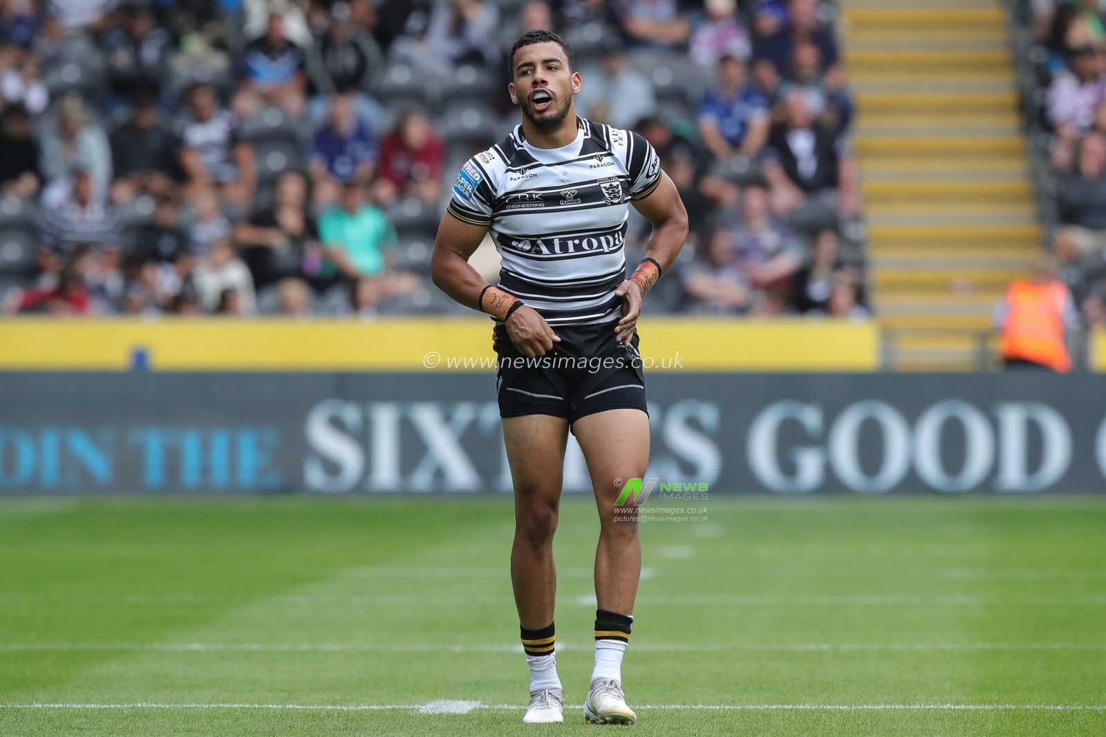 Darnell McIntosh #5 of Hull FC during the Betfred Super League Round 17 Hull FC vs Catalans Dragons at MKM Stadium, Hull, United Kingdom, 1st July 2023

(Photo by James Heaton/News Images)