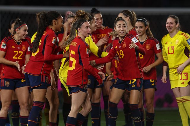 Spain celebrate winning the World Cup during the FIFA Women's World Cup 2023 Final match Spain Women vs England Women at Stadium Australia, Sydney, Australia, 20th August 2023

(Photo by Patrick Hoelscher/News Images)