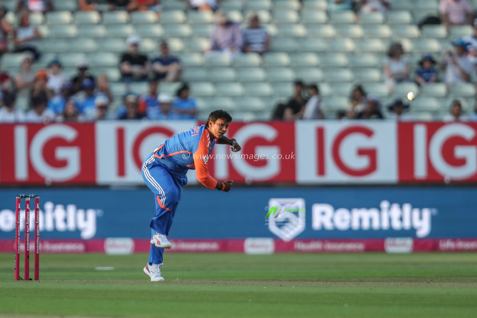 Deepti Sharma of India delivers the ball during the 5th Vitality IT20 England Women vs India Women at Edgbaston, Birmingham, United Kingdom, 12th July 2025

(Photo by Izzy Poles/News Images)