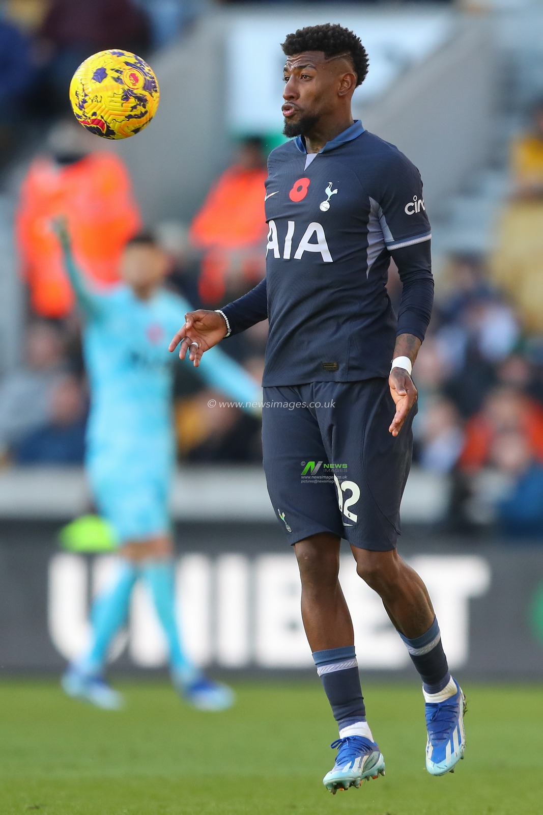 Emerson #12 of Tottenham Hotspur controls the ball during the Premier League match Wolverhampton Wanderers vs Tottenham Hotspur at Molineux, Wolverhampton, United Kingdom, 11th November 2023

(Photo by Gareth Evans/News Images)