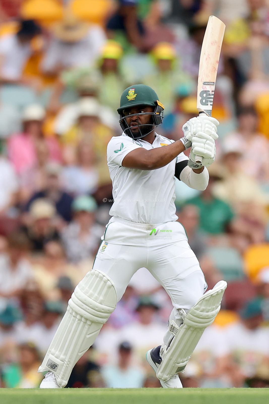 Temba Bavuma of South Africa bats during the NRMA Insurance test Series match Australia vs South Africa at The Gabba, Brisbane Cricket Ground, Brisbane, Australia, 17th December 2022

(Photo by Patrick Hoelscher/News Images)