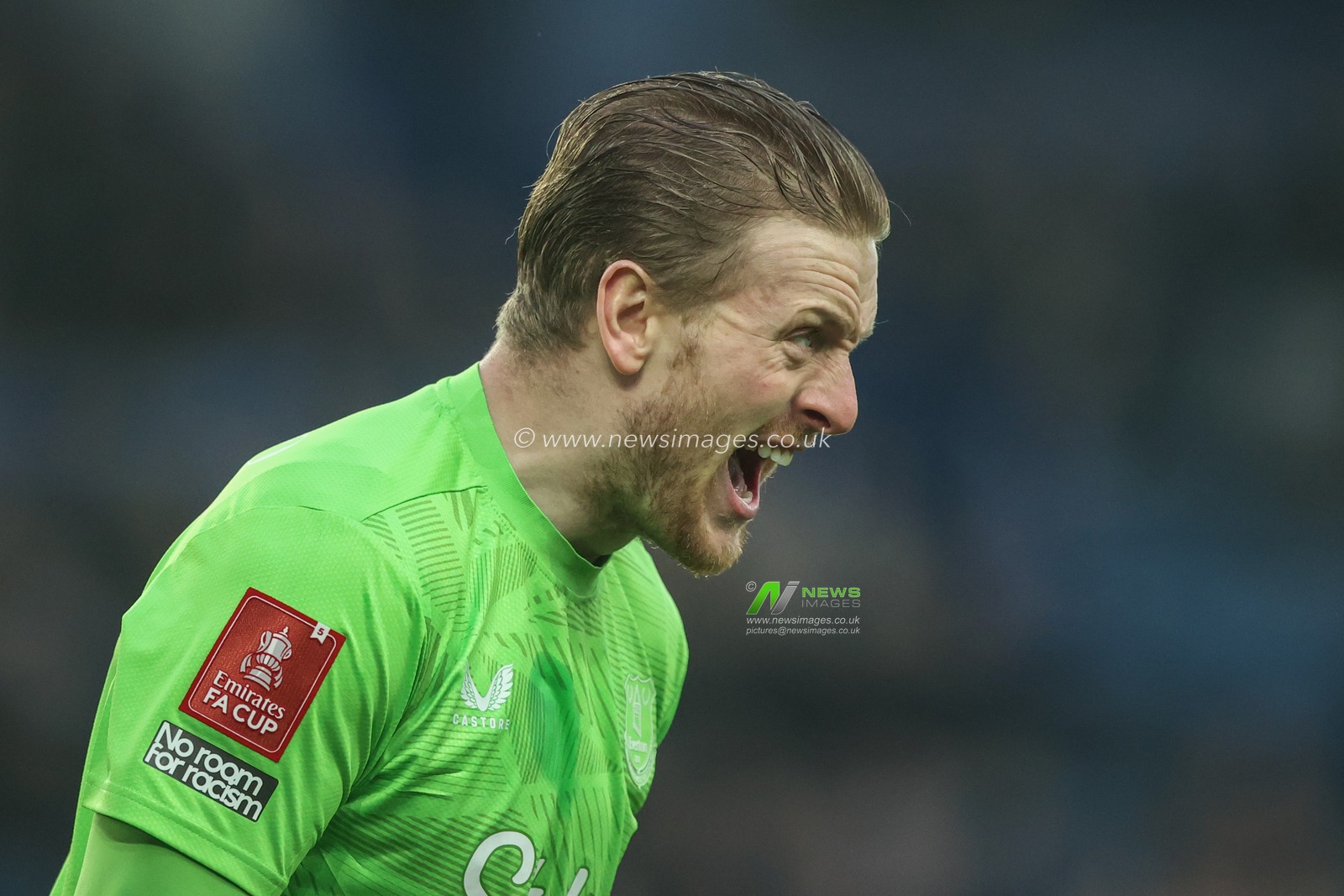 Jordan Pickford of Everton reacts during the Emirates FA Cup Fourth Round match Everton vs Bournemouth at Goodison Park, Liverpool, United Kingdom, 8th February 2025

(Photo by Alfie Cosgrove/News Images)