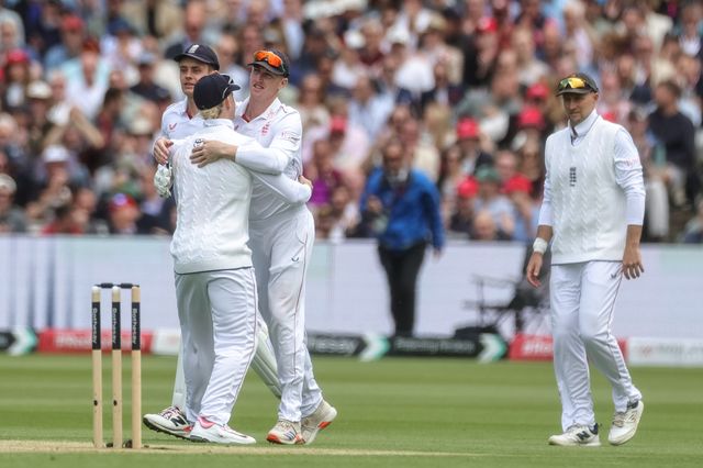 Harry Brook of England celebrates catching out Will O’Rourke of New Zealand during the 1st Rothesay Test Match Day 2 match England vs New Zealand at Lords, London, United Kingdom on 05 June 2026

(Photo by Mark Cosgrove/News Images)