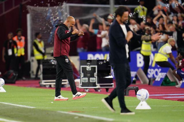 Nuno Espirito Santo manager of West Ham United celebrates 1-0 lead during the Sky Bet Championship match West Ham United vs Wolverhampton Wanderers at London Stadium, London, United Kingdom on 01 September 2026

(Photo by Harvey Murphy/News Images)