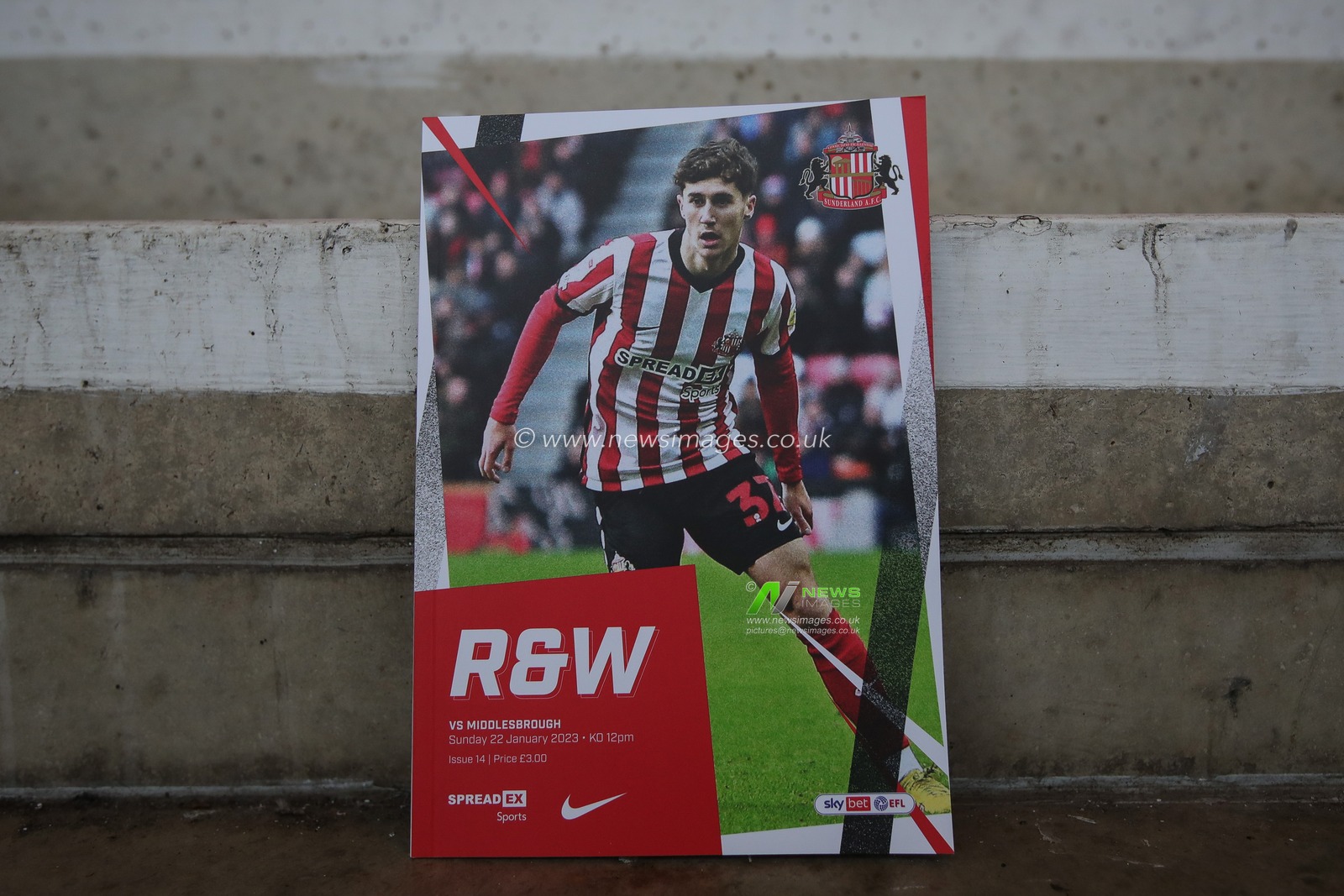 Today's match day programme with Trai Hume #32 of Sunderland on the front cover ahead of the Sky Bet Championship match Sunderland vs Middlesbrough at Stadium Of Light, Sunderland, United Kingdom, 22nd January 2023

(Photo by James Heaton/News Images)