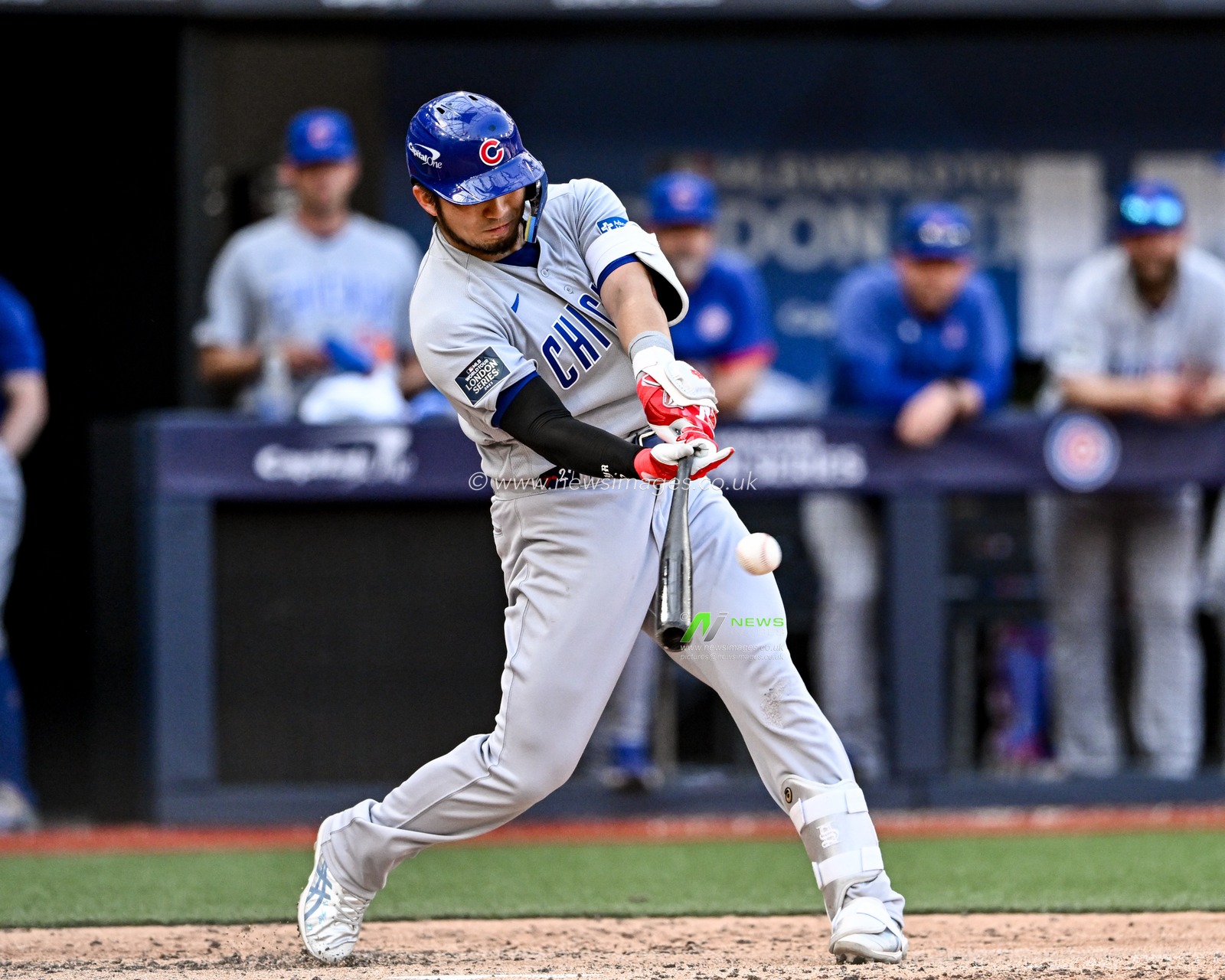 Seiya Suzuki #27 of the Chicago Cubs swings for the ball during the 2023 MLB London Series match St. Louis Cardinals vs Chicago Cubs at London Stadium, London, United Kingdom, 25th June 2023

(Photo by Craig Thomas/News Images)