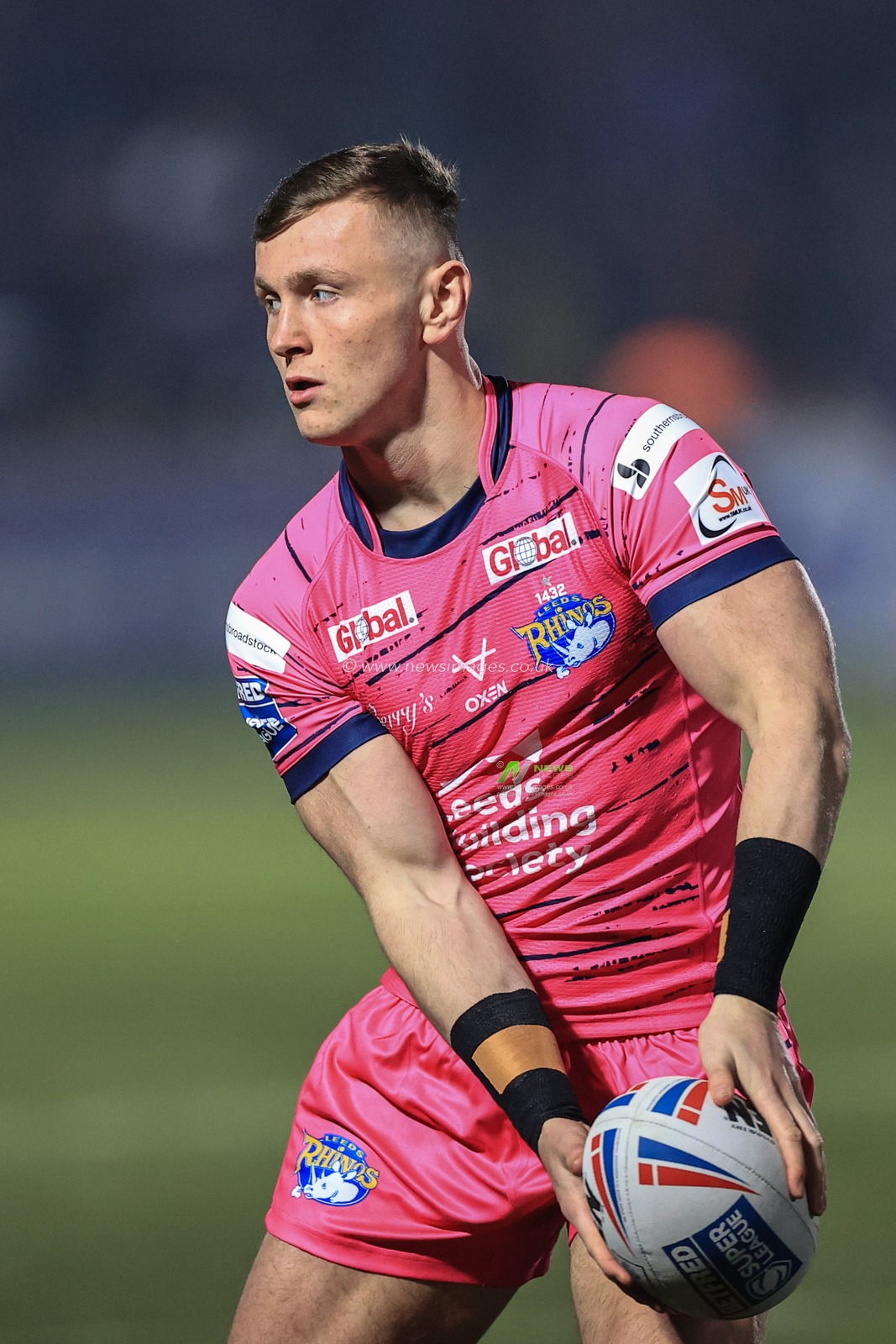 Harry Newman of Leeds Rhinos during pre-game warm up