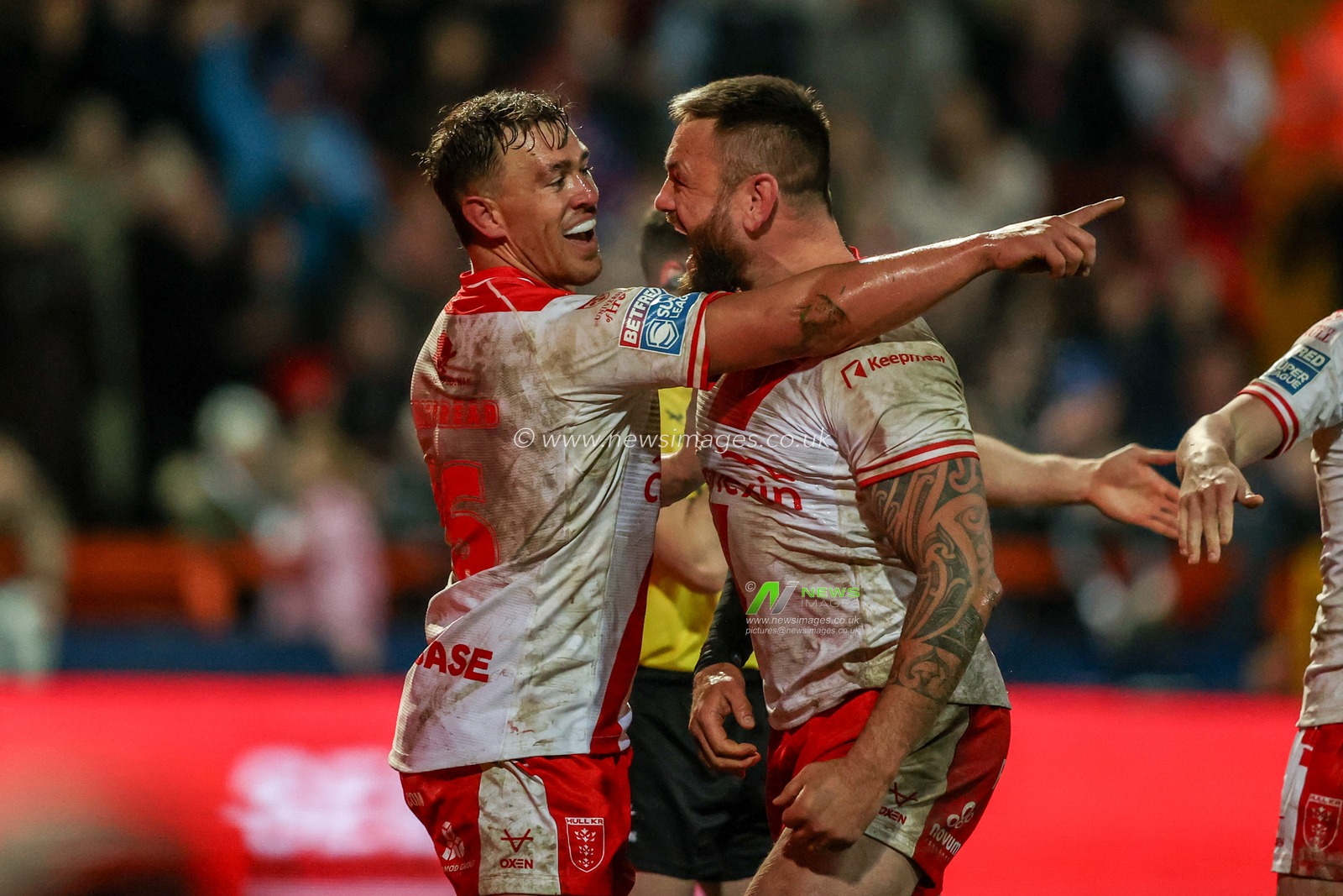 Jai Whitbread of Hull KR celebrates his try during the Betfred Super League Round 3 Hull KR vs Salford Red Devils at Sewell Group Craven Park, Kingston upon Hull, United Kingdom, 27th February 2025

(Photo by Alfie Cosgrove/News Images)