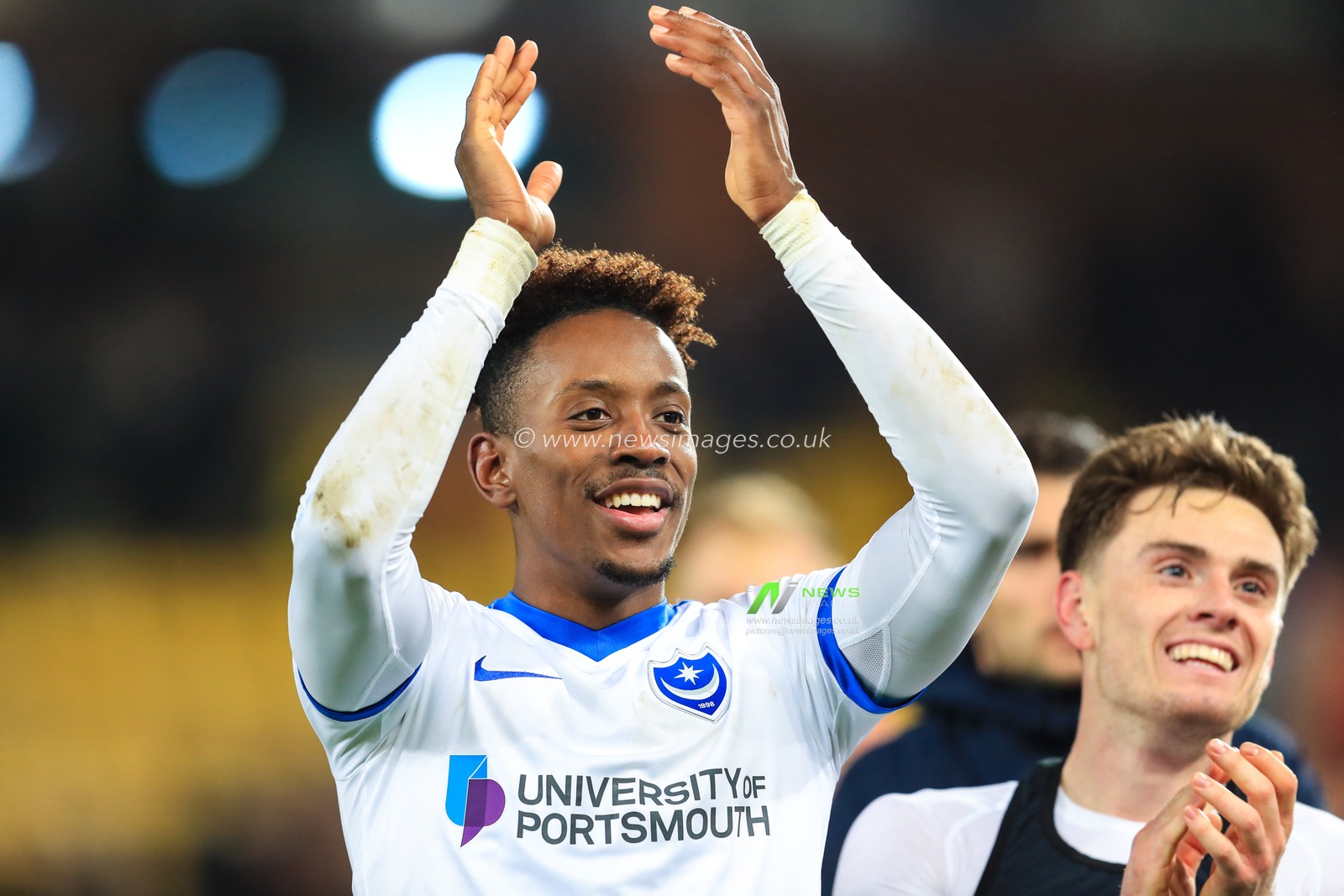 5th January 2019, Carrow Road, Norfolk, England; The Emirates FA Cup, 3rd Round, Norwich City vs Portsmouth ;  Jamal Lowe (10) of Portsmouth celebrates beating Norwich 0-1. 


Credit: Georgie Kerr/News Images

English Football League images are subject to DataCo Licence