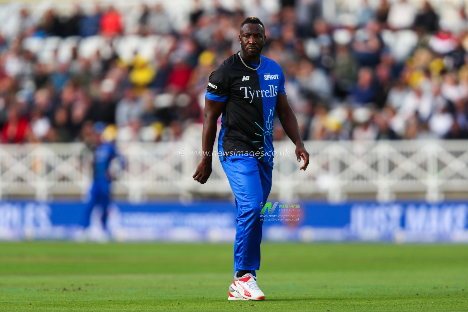 Andre Russell of London Spirit looks on during the The Hundred match Trent Rockets vs London Spirit at Trent Bridge, Nottingham, United Kingdom, 7th August 2024

(Photo by Izzy Poles/News Images)