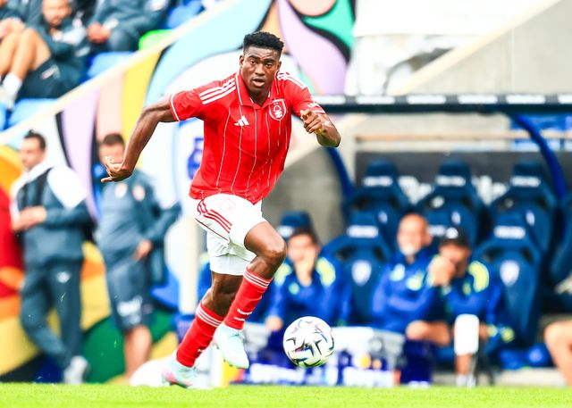 Ibrahim Sangare of Nottingham Forest breaks with the ball during the Pre-season friendly match Nottingham Forest vs Monaco at SMH Group Stadiumact Stadium, Chesterfield, United Kingdom, 19th July 2025

(Photo by Richard Bierton/News Images)