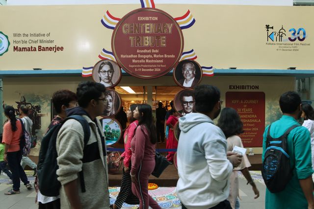 People visit a venue of the 30th Kolkata International Film Festival in Kolkata, India, on December 7, 2024.Pictures by Debajyoti Chakraborty.(Photo: Debajyoti Chakraborty/News Images)