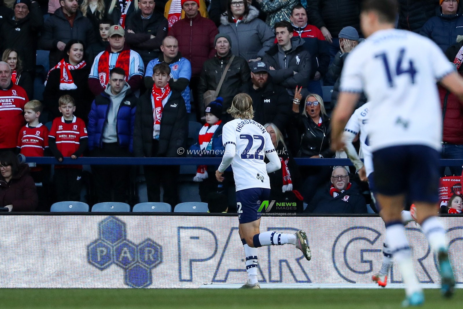StefÃ¡n Teitur ÃžÃ³rÃ°arson of Preston North End celebrates goal to make it 1-0 during the Sky Bet Championship match Preston North End vs Middlesbrough at Deepdale, Preston, United Kingdom, 25th January 2025

(Photo by Jorge Horsted/News Images)