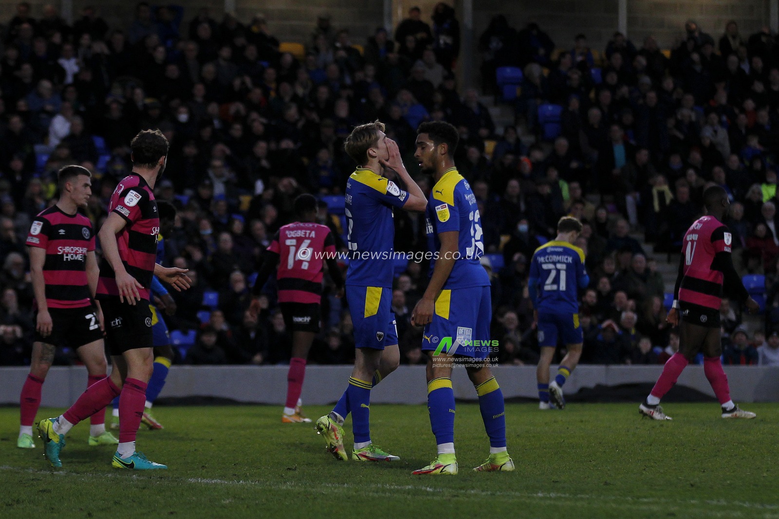 Jack Rudoni #12 of AFC Wimbledon with head in hands after missing a chance