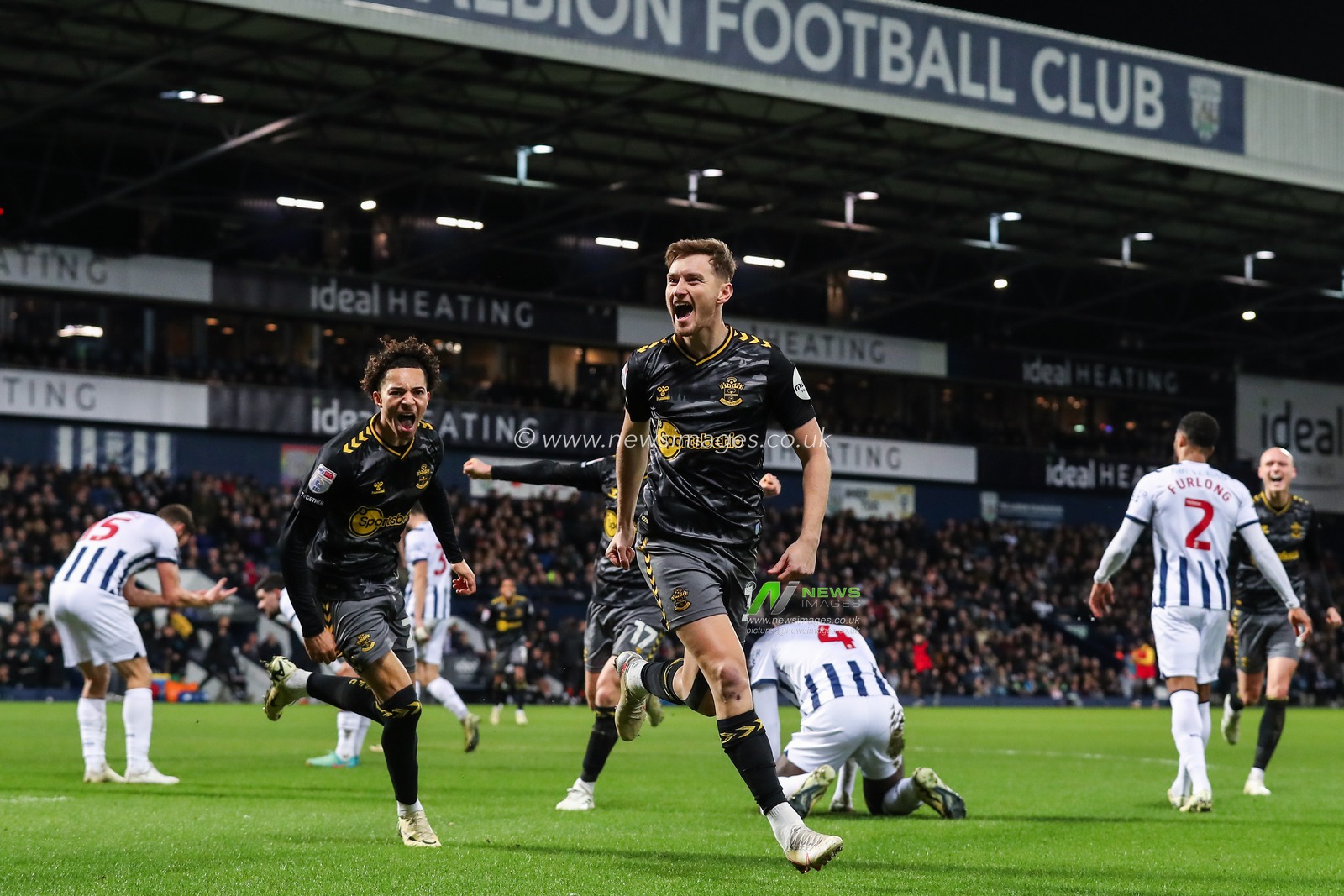David Brooks of Southampton celebrates his goal to make it 0-2 during the Sky Bet Championship match West Bromwich Albion vs Southampton at The Hawthorns, West Bromwich, United Kingdom, 16th February 2024

(Photo by Gareth Evans/News Images)
