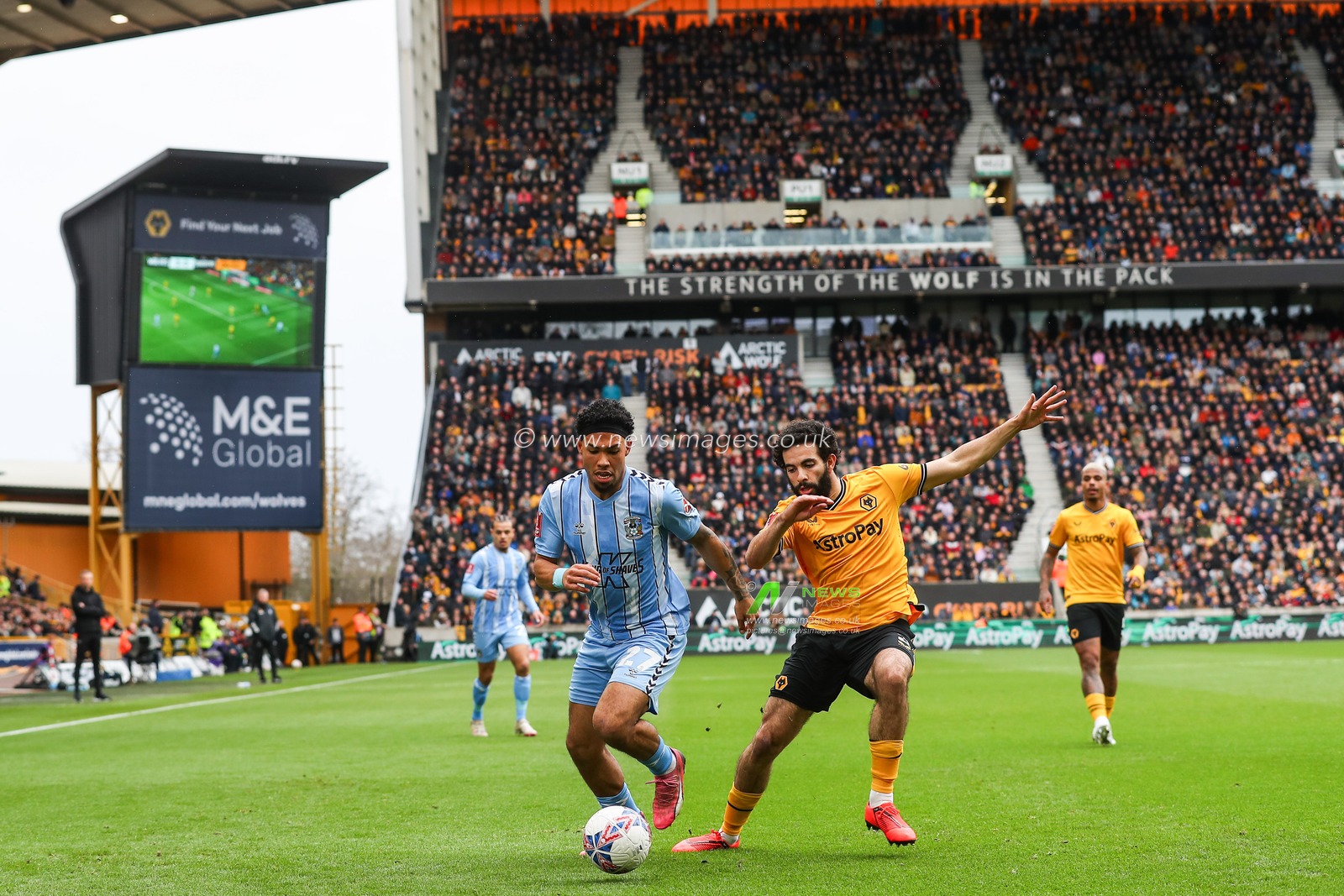 Milan van Ewijk of Coventry City goes forward with the ball during the Emirates FA Cup Quarter- Final match Wolverhampton Wanderers vs Coventry City at Molineux, Wolverhampton, United Kingdom, 16th March 2024

(Photo by Gareth Evans/News Images)