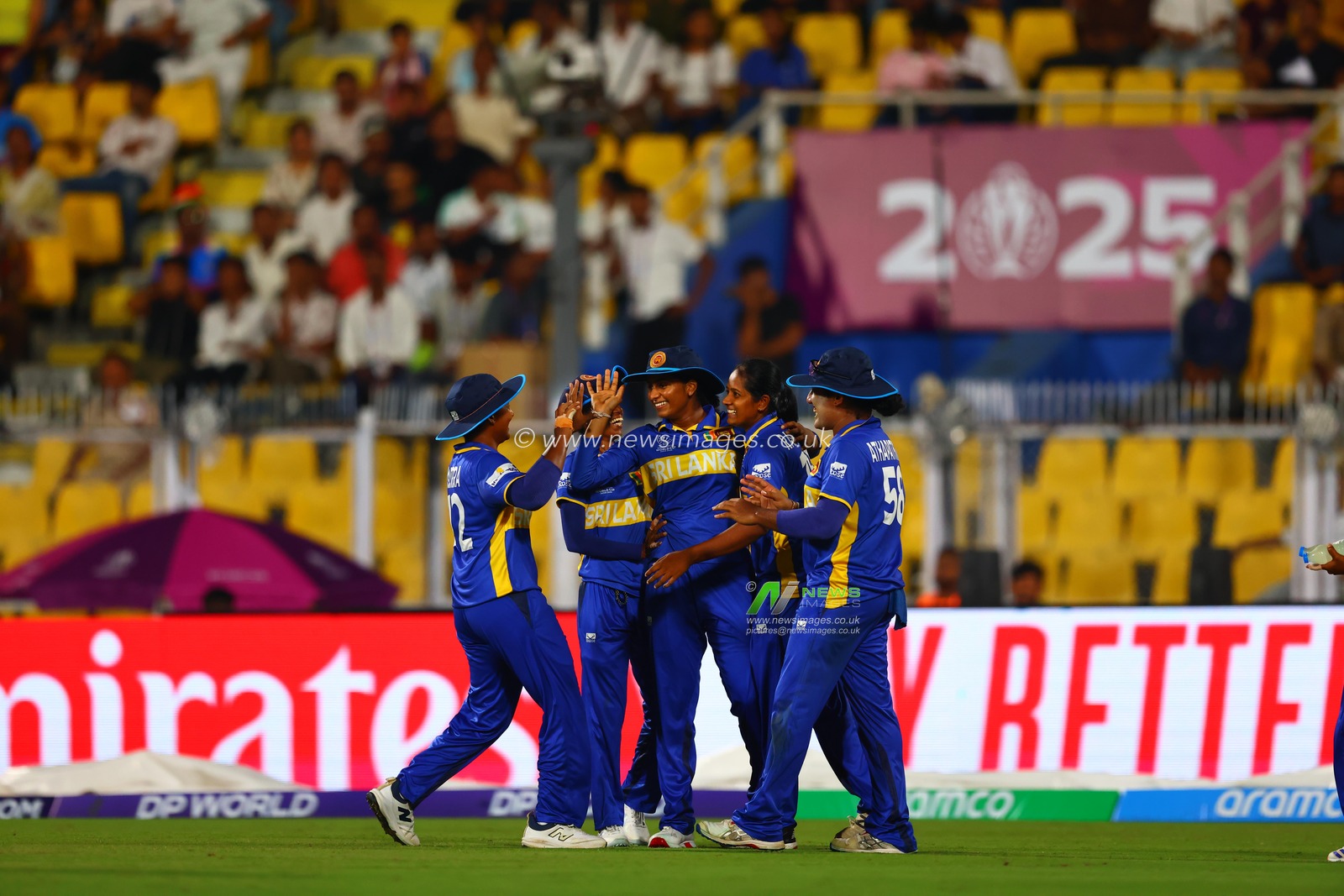 Vishmi Gunarathne of Sri Lanka celebrating after taking a catch of Pratika Rawal of India  during the ICC Women's World Cup India Women v Sri Lanka Women at ACA Barsapara Cricket Stadium, Guwahati, India, 30th September 2025

(Photo by Shubhajit Roy Karmakar/News Images)